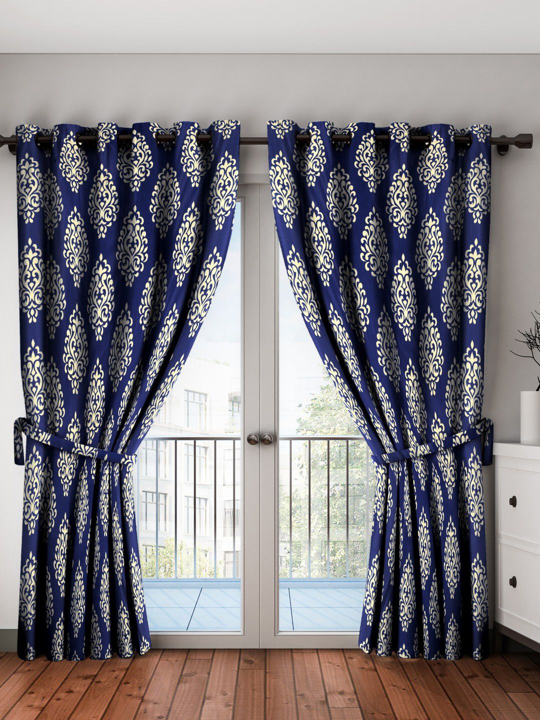 Home Sizzler Blue & Beige Set of 2 Door Curtains Price in India