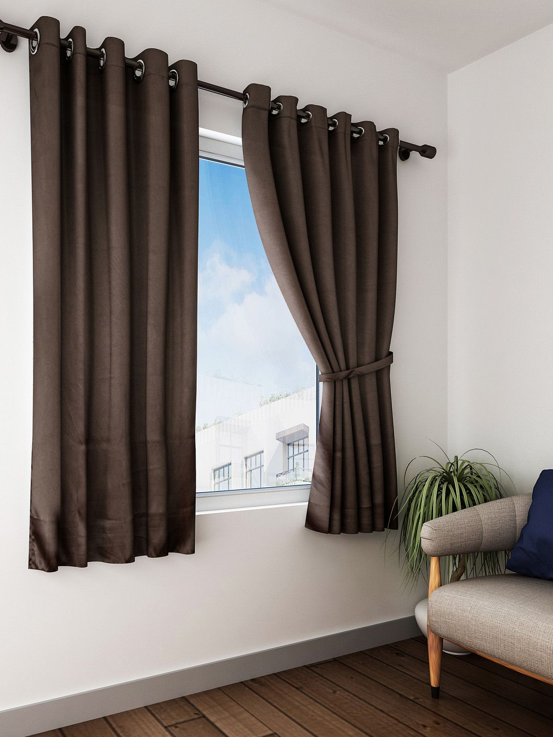 Home Sizzler Brown Black Out Window Curtains Price in India