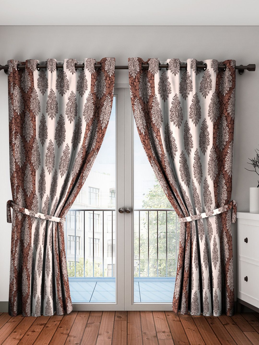 Home Sizzler Brown Set of 2 Long Door Curtains Price in India