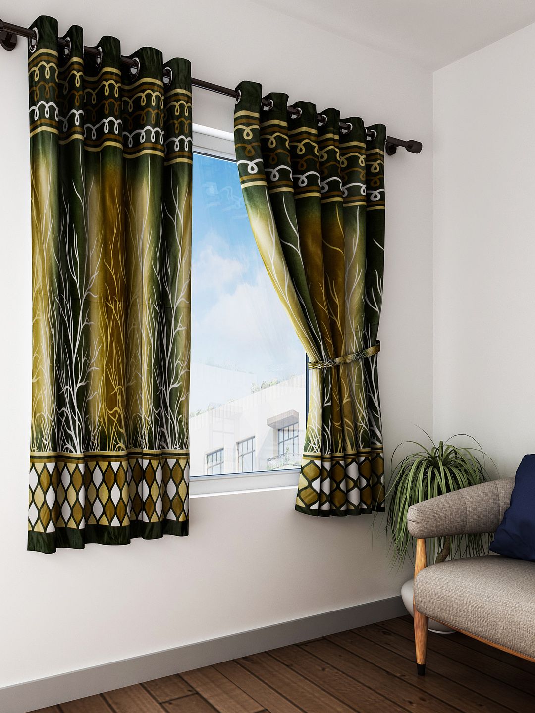 Home Sizzler Green Set of 2 Window Curtains Price in India