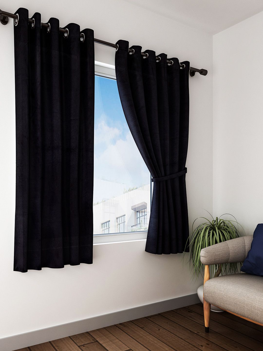 Home Sizzler Black Black Out Window Curtains Price in India