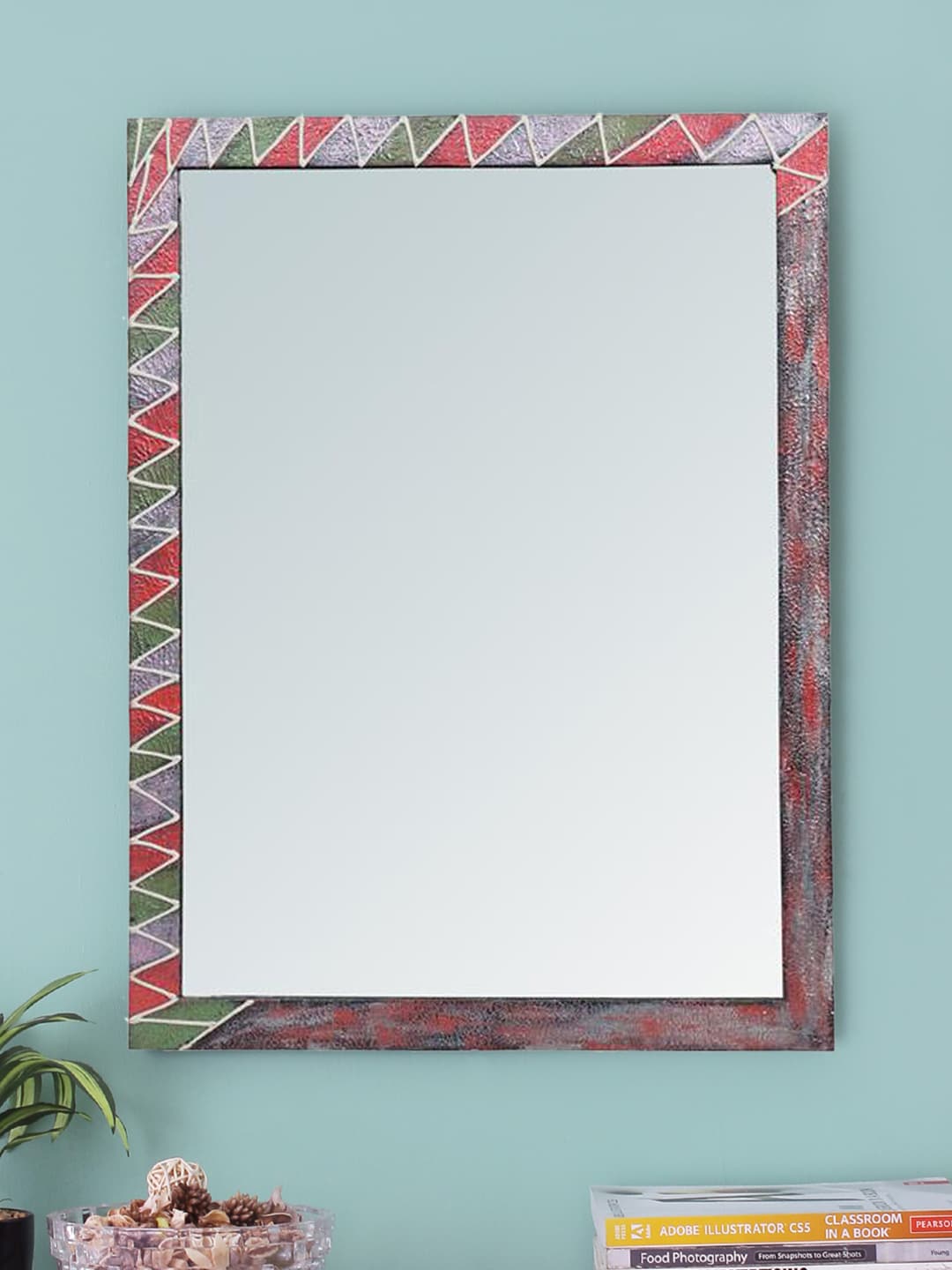 999Store Multi-Coloured Wooden Wall Mirror Price in India