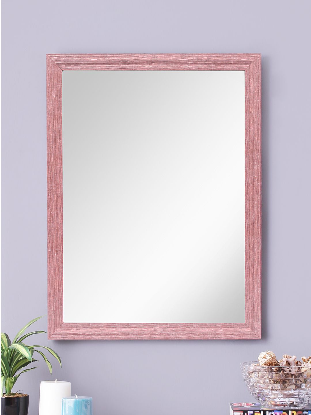 999Store Pink Fibre Framed Wall Mirror Price in India