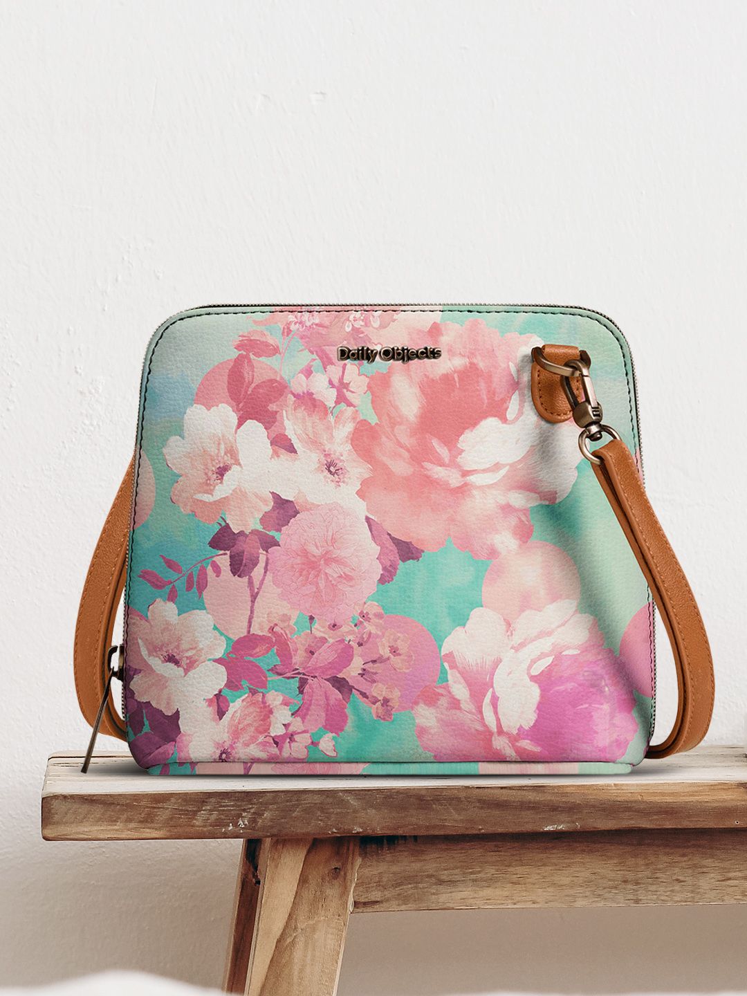 DailyObjects Sea Green & Peach-Coloured Printed Sling Bag Price in India