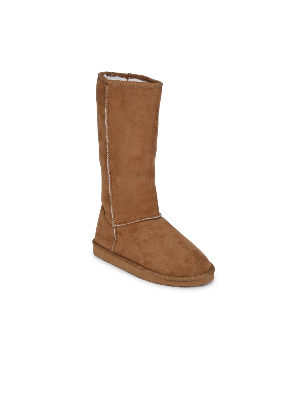 Truffle Collection Women Tan Solid Heeled Boots Price in India