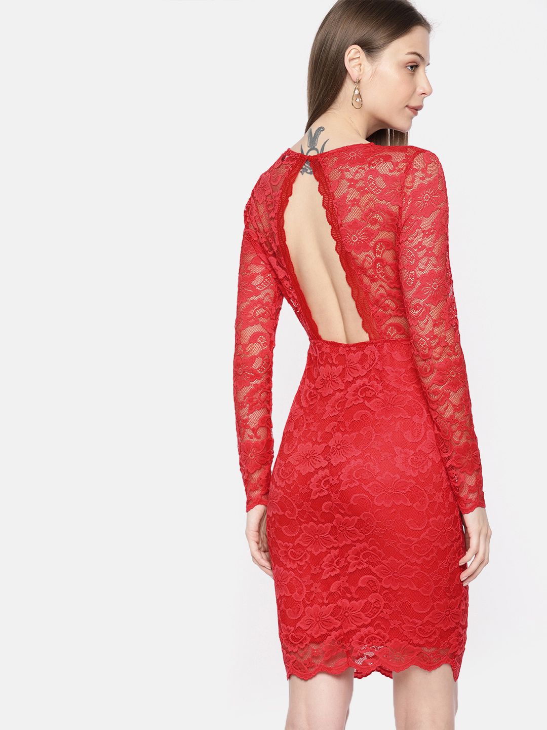 Buy Vero Moda Women Red Solid Lace Sheath Dress - Dresses for Women 7541956  | Myntra