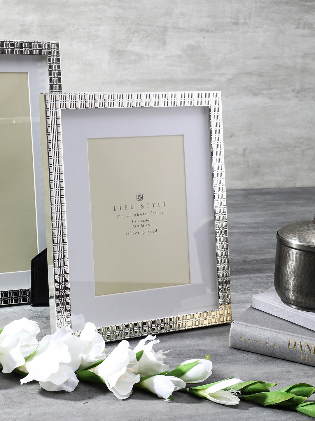 Pure Home and Living Silver-Toned Textured Photo Frame Price in India