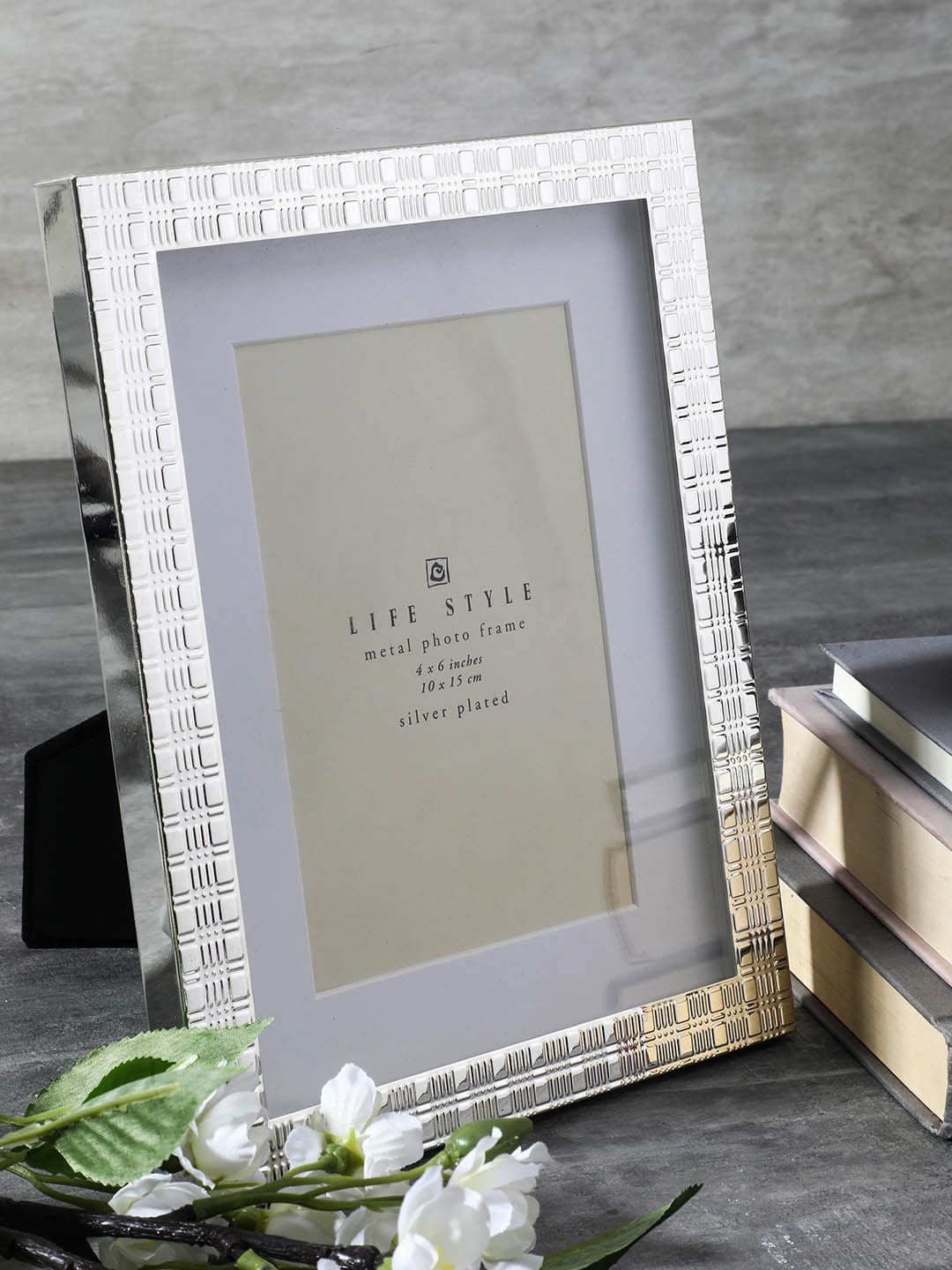 Pure Home and Living Silver-Toned Textured Photo Frame Price in India