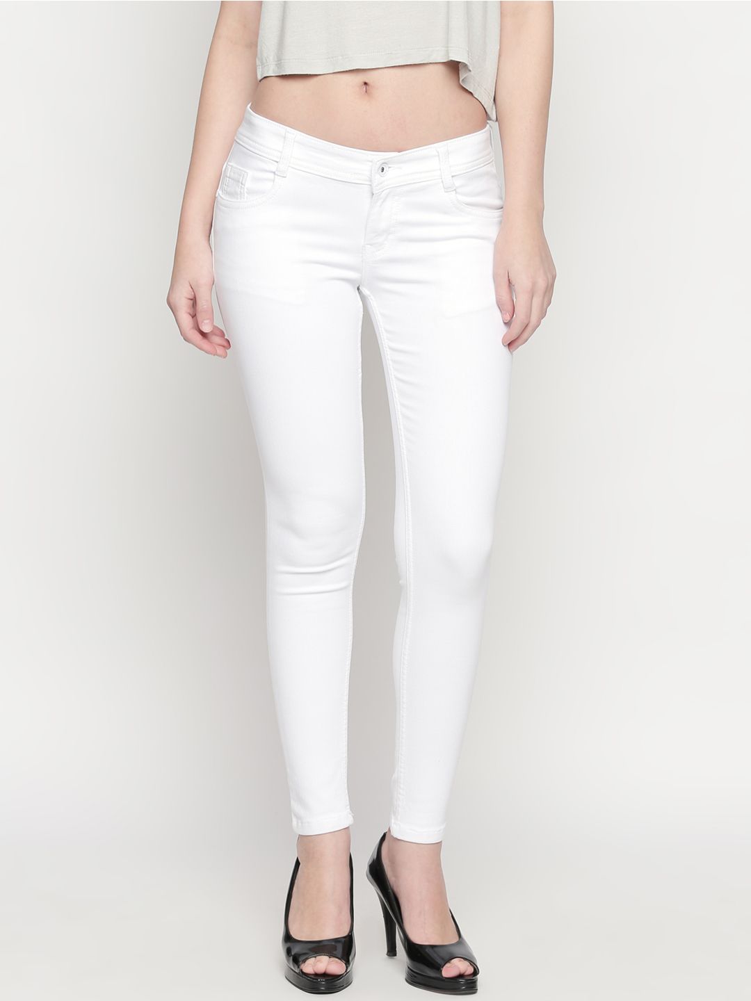 High Star Women White Slim Fit Mid-Rise Clean Look Stretchable Jeans Price in India