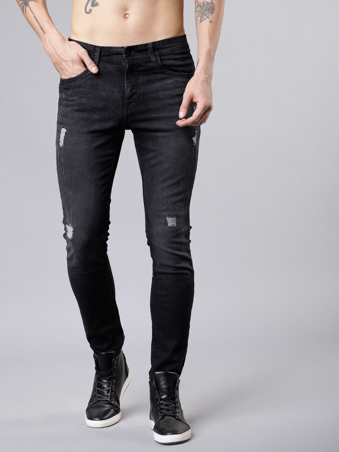 Ecko Unltd Men Black Super Slim Fit Mid-Rise Mildly Distressed Stretchable Jeans