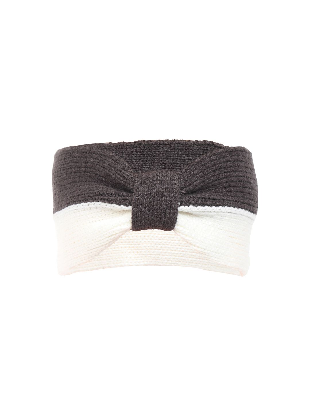 FabSeasons Women Charcoal Grey & White Colourblocked Beanie Price in India
