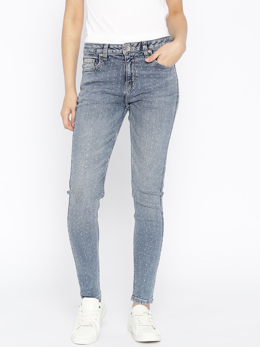 United Colors of Benetton Women Blue Skinny Fit Mid-Rise Clean Look Jeans