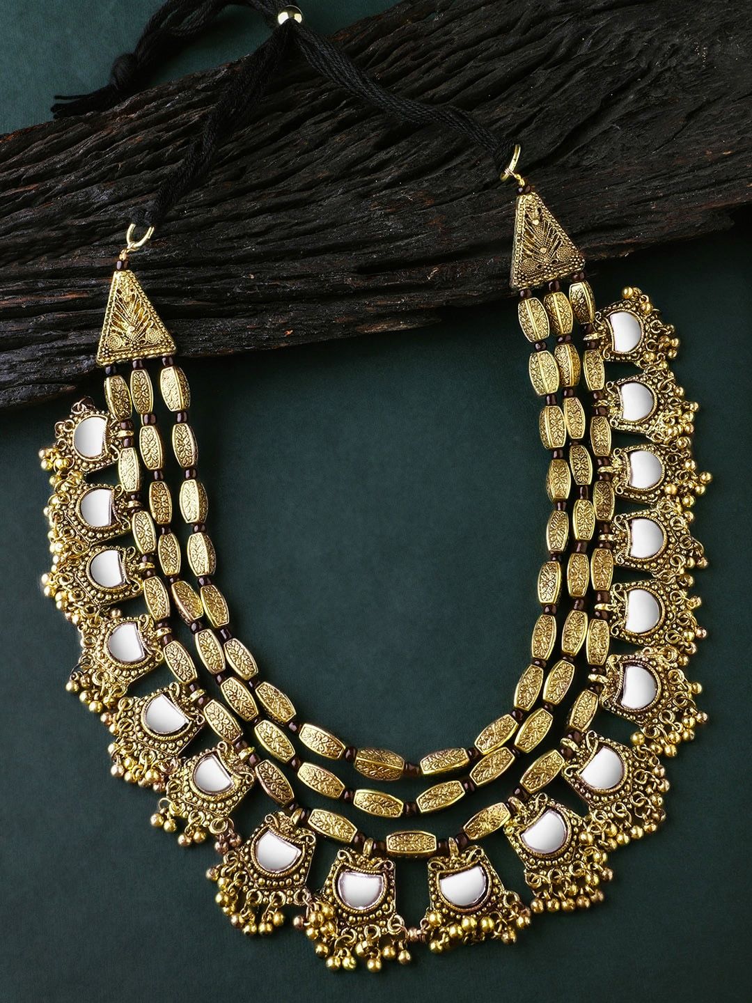 Rubans Silver & Gold-Toned Oxidised Alloy Handcrafted Necklace Price in India