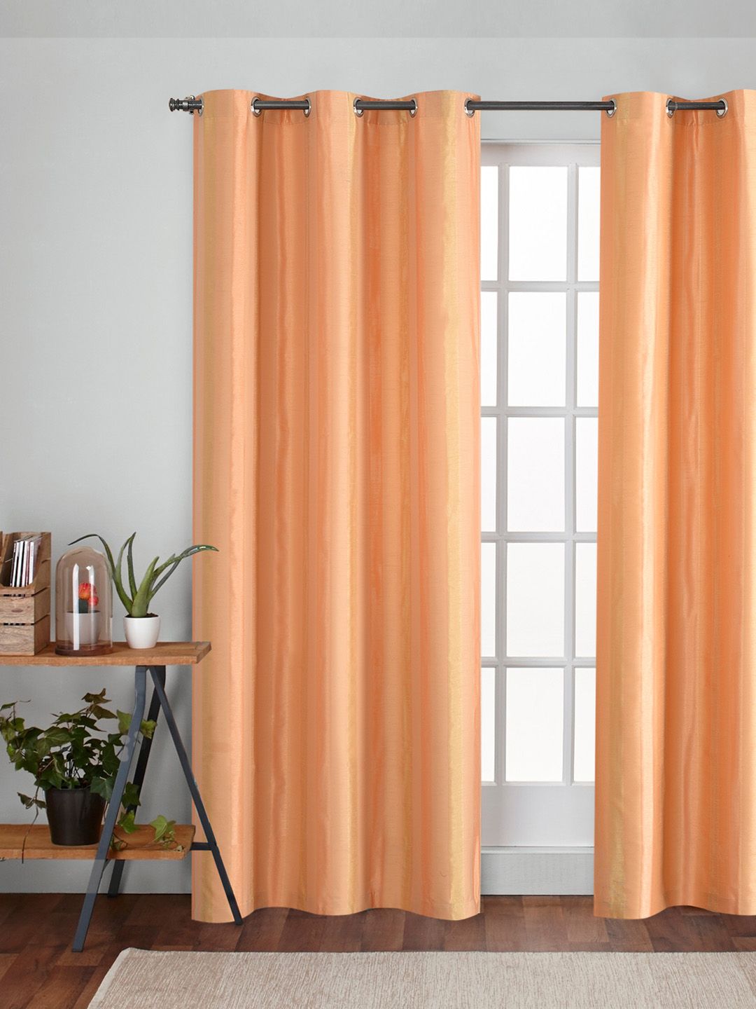 Deco Window Peach Coloured Striped Door Curtain