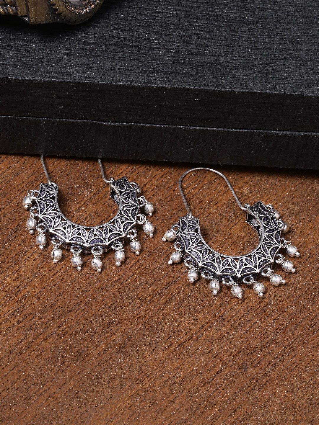 Voylla Silver-Toned Classic Hoop Earrings Price in India