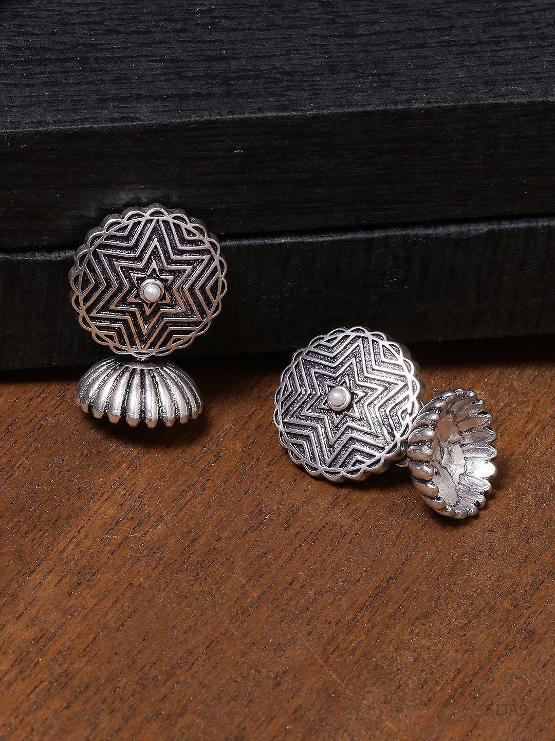 Voylla Silver-Toned Circular Jhumkas Price in India