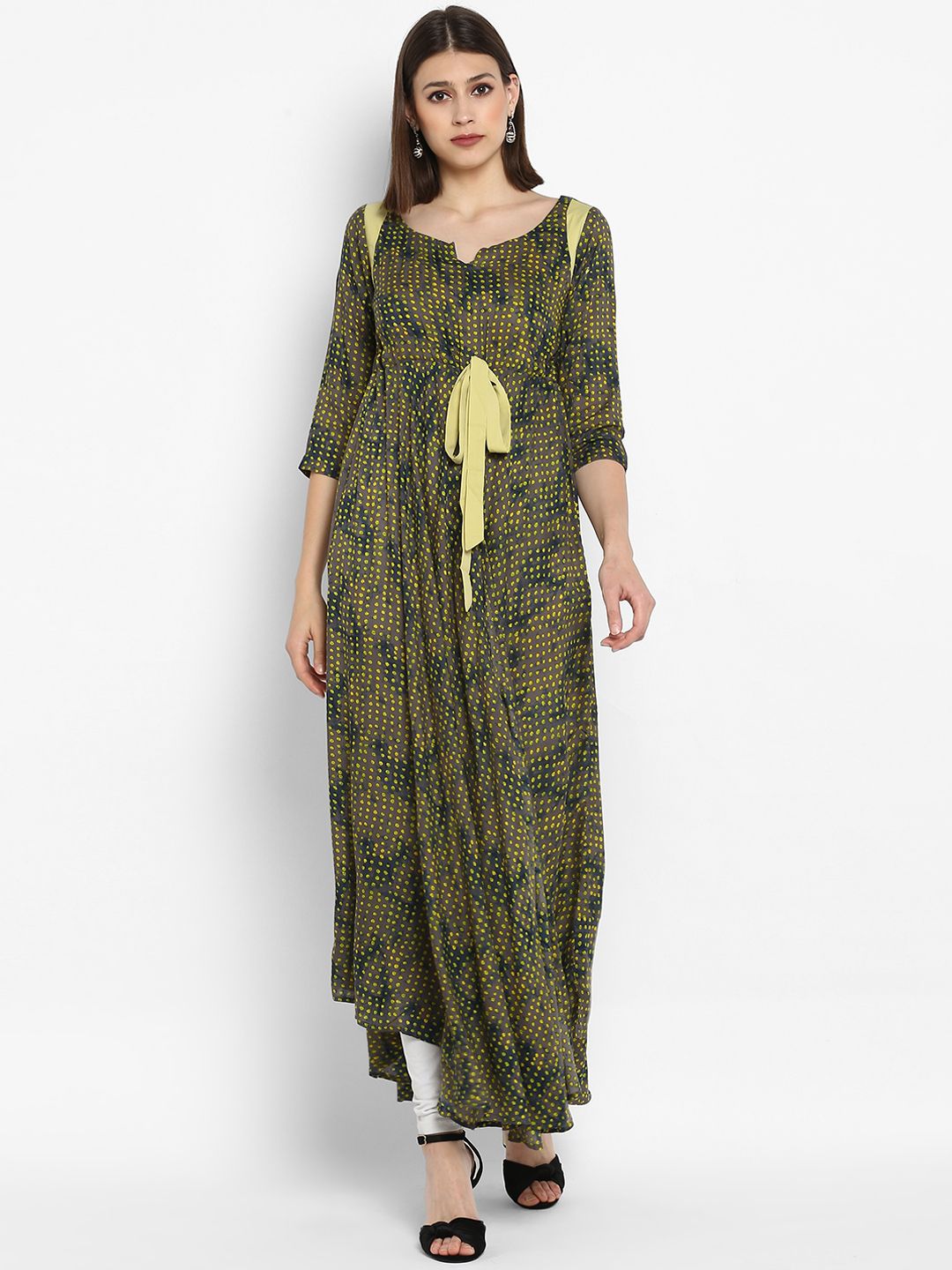 MBE Women Green Printed Maxi Dress Price in India