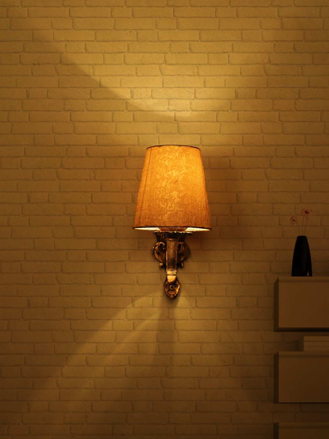 Fos Lighting Gold-Toned & White Single Wall Lamp Price in India
