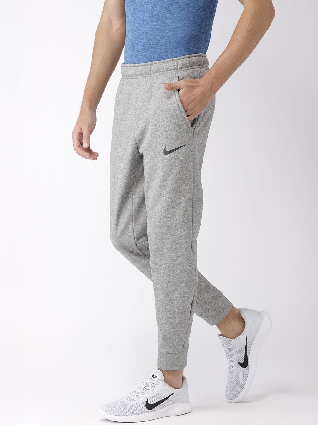 Nike Men Grey Solid Standard Fit THRMA DRI,FIT Technology Joggers
