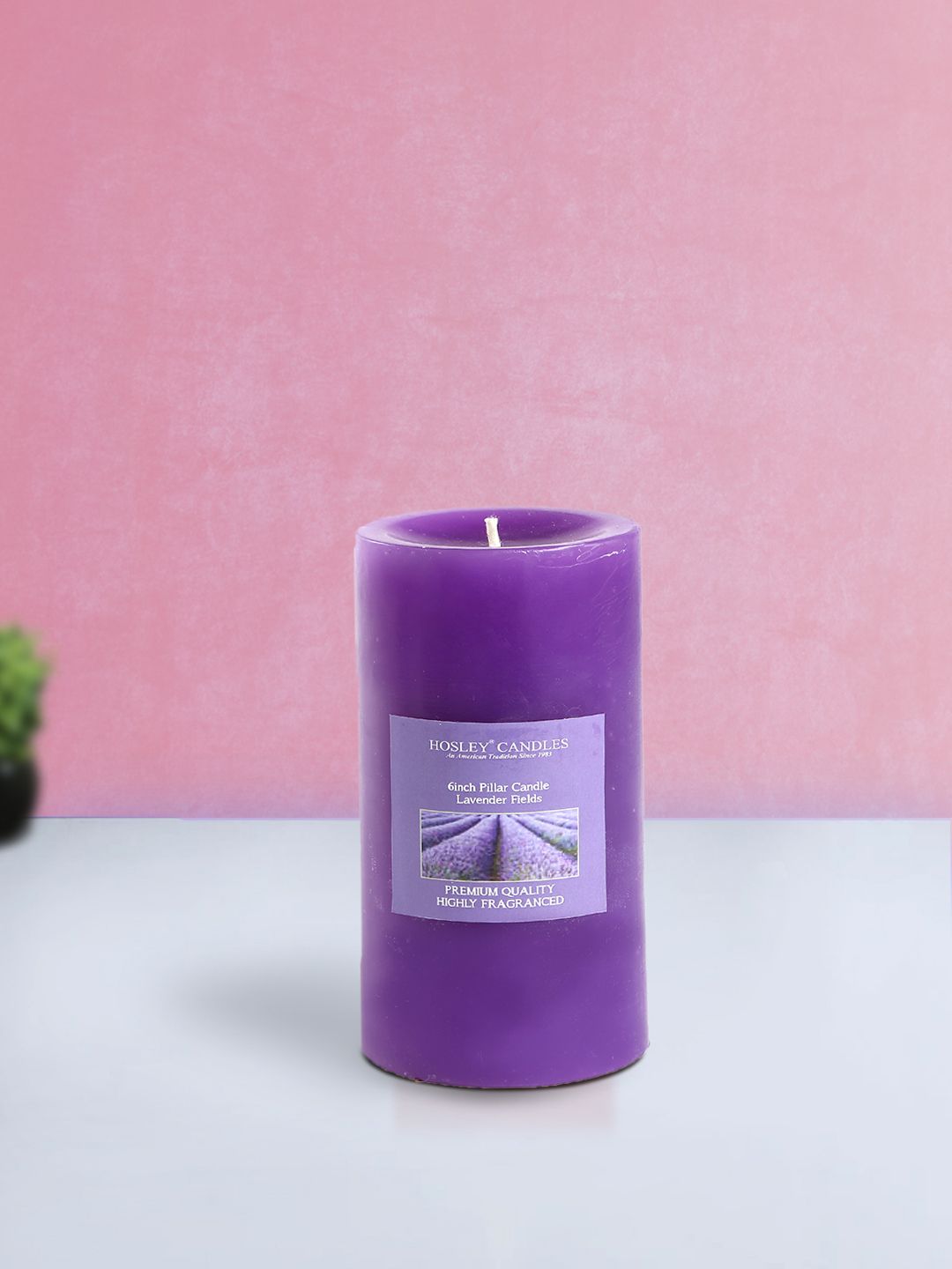 HOSLEY Purple Set of 2 Lavender Fields Aromatic Pillar Candles Price in India