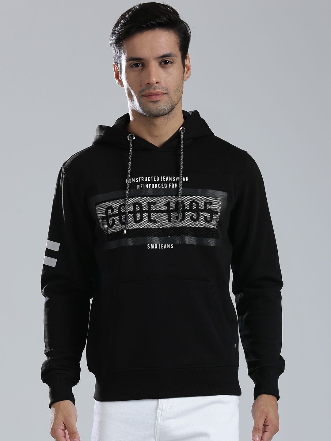 Buy SMAG Men Black Printed Hooded Sweatshirt - Sweatshirts for Men