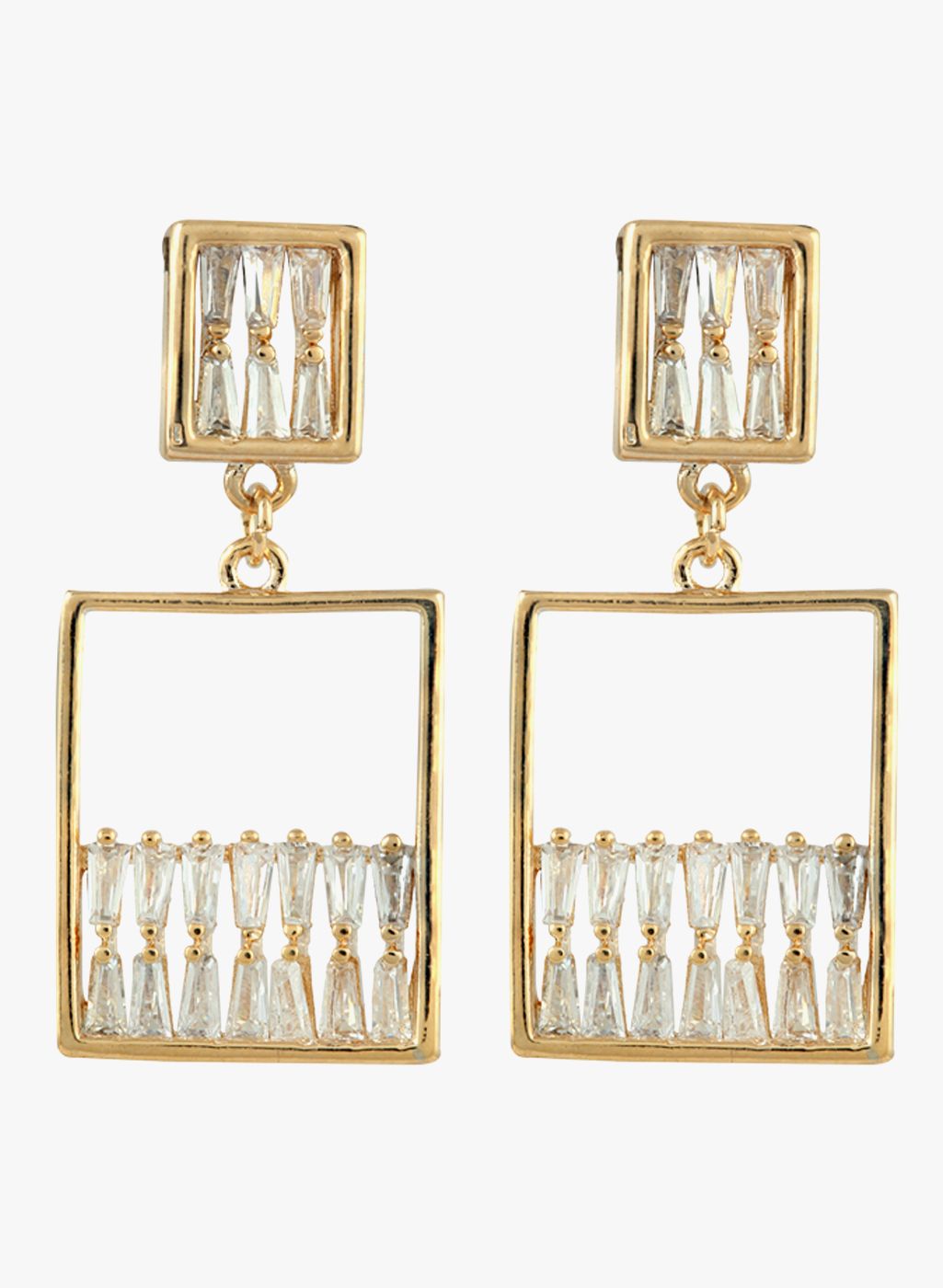 Sia Art Jewellery Golden/White Brass Drop Earrings