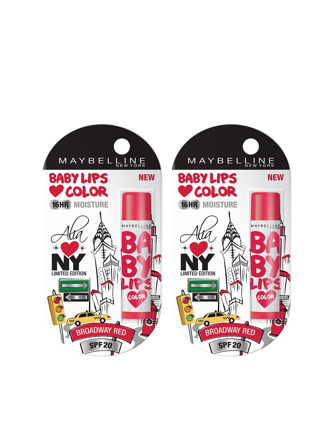 Maybelline Pack of 2 Broadway Red Alia Loves New York Baby Lips 4g Price in India