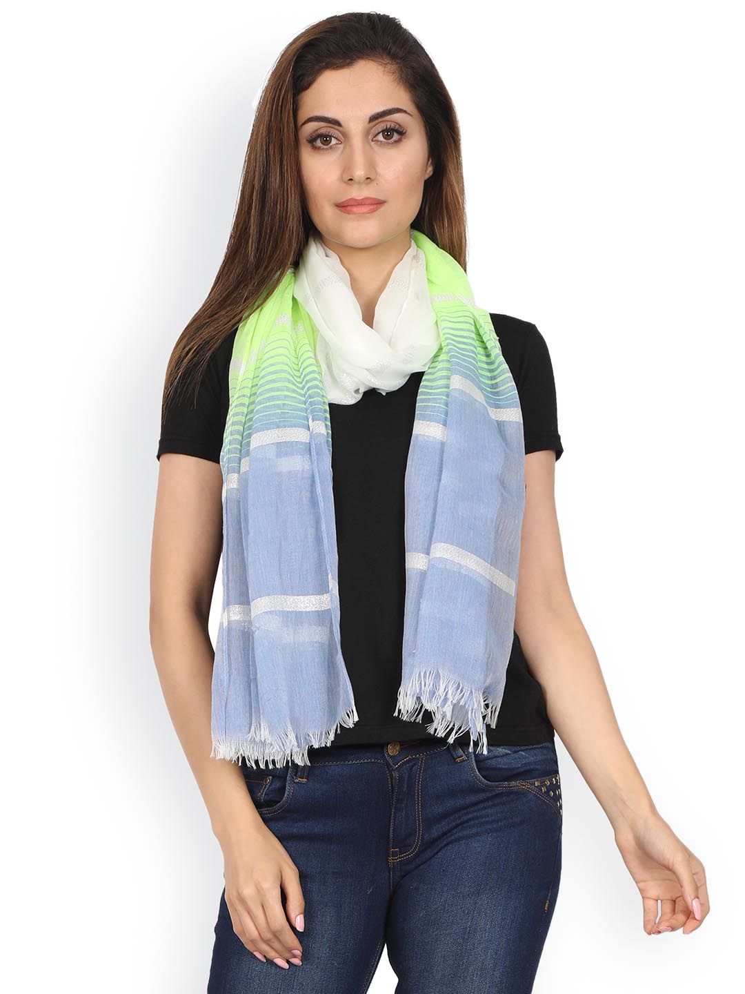 FabSeasons Blue & Grey Striped Scarf Price in India