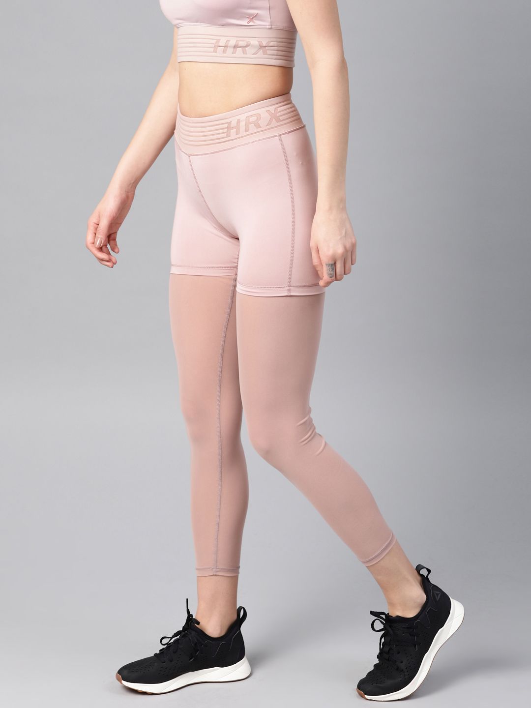 HRX by Hrithik Roshan Women Pink Semi-Sheer Running Tights Price in India