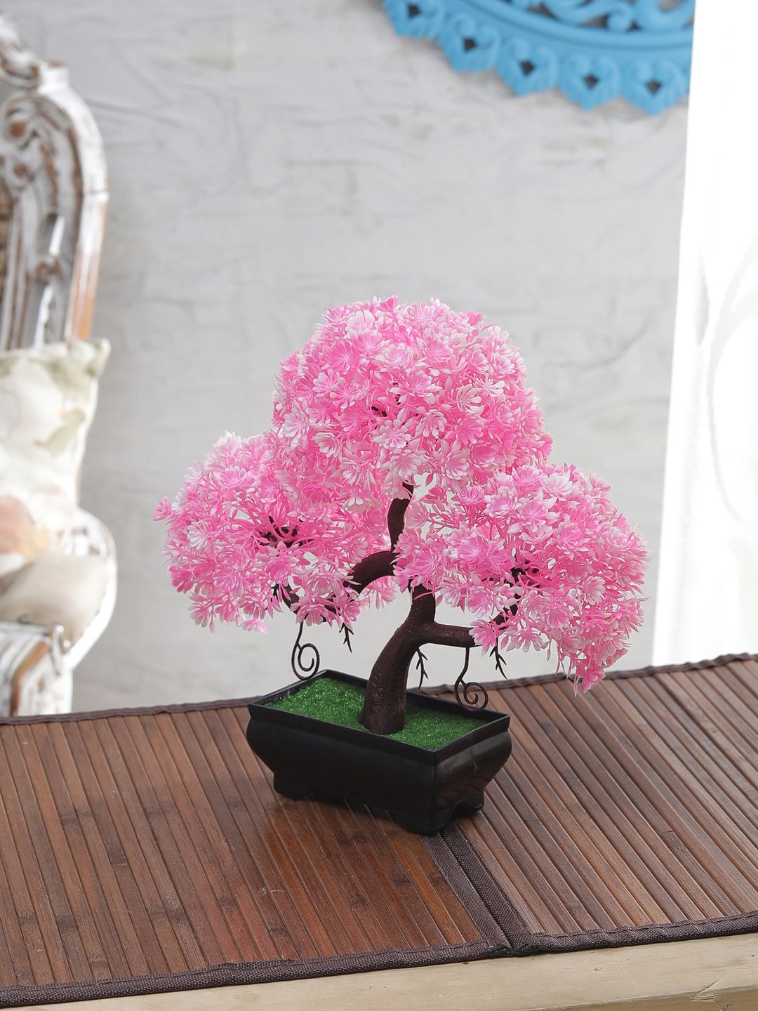 FOLIYAJ Pink & White Artificial Plant With Pot Price in India