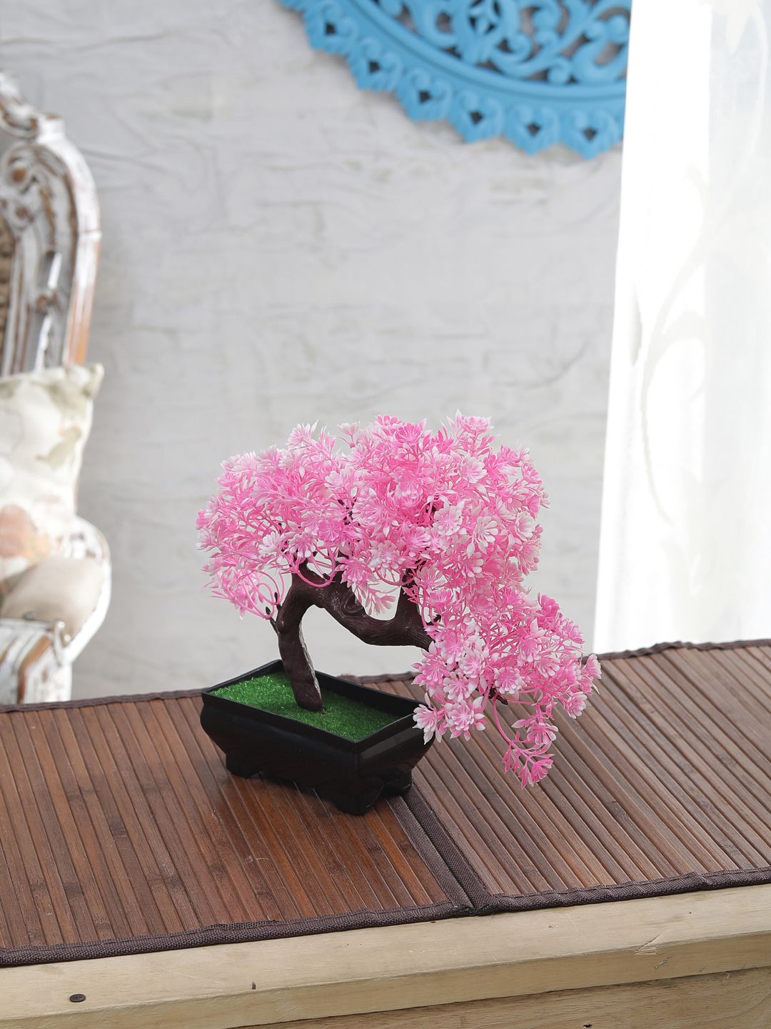 FOLIYAJ Pink & White Artificial Plant With Pot Price in India