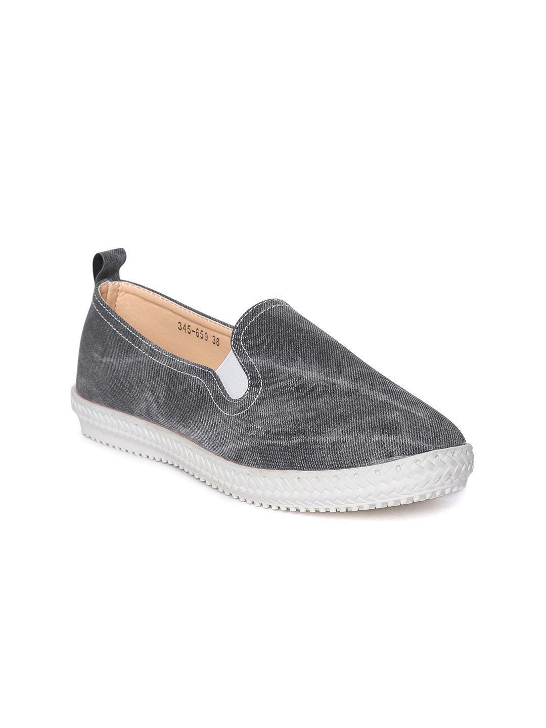 red pout Women Charcoal Grey Slip-On Sneakers Price in India