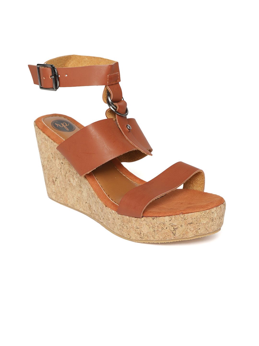 red pout Women Brown Solid Wedges Price in India