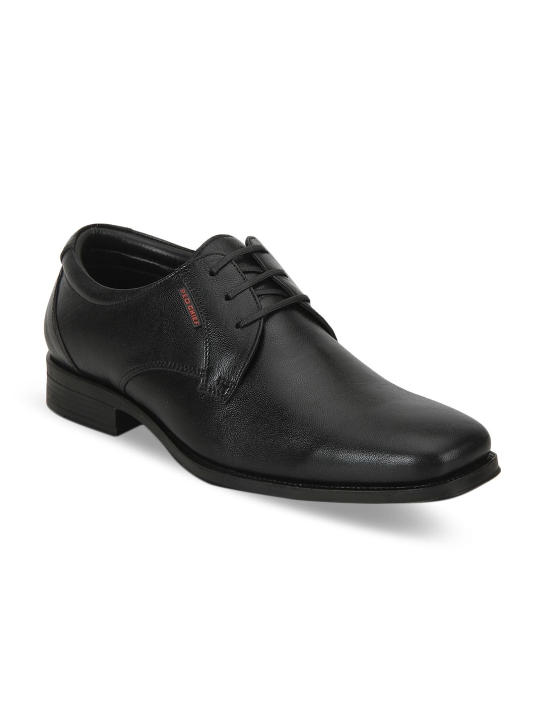 Red Chief Men Black Solid Leather Formal Derbys