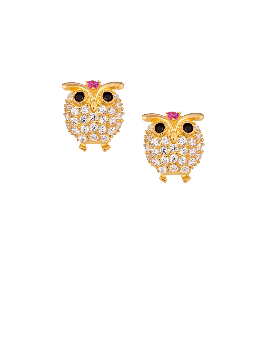 TALISMAN Gold-Plated Sterling Silver CZ-Studded Quirky Stud Earrings Price in India