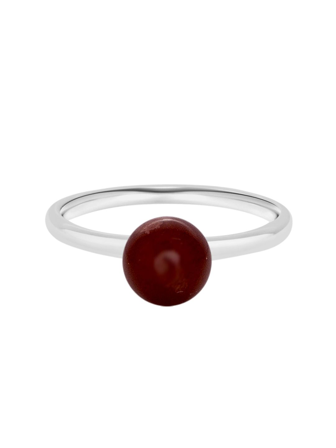 TALISMAN Women Rhodium-Plated Silver-Toned & Red Artificial Stone-Studded Handcrafted Ring Price in India