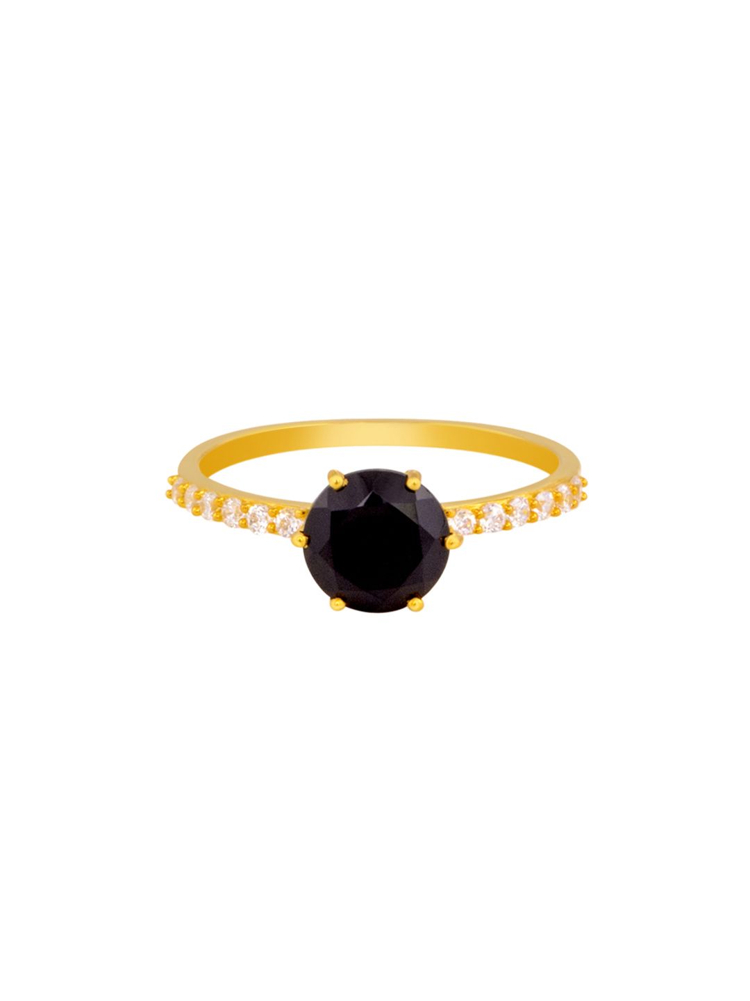TALISMAN Women Gold-Plated & Black Onyx-Studded Handcrafted Ring Price in India