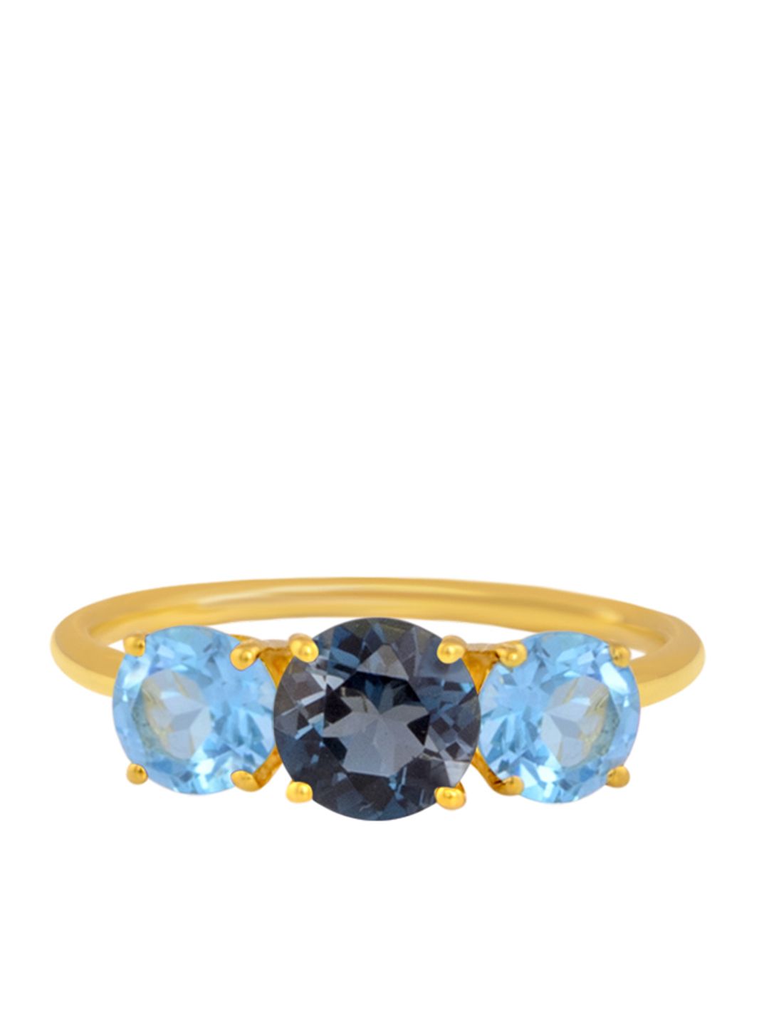 TALISMAN Women Handcrafted Gold-Plated 925 Sterling Silver Blue Stone-Studded Ring Price in India