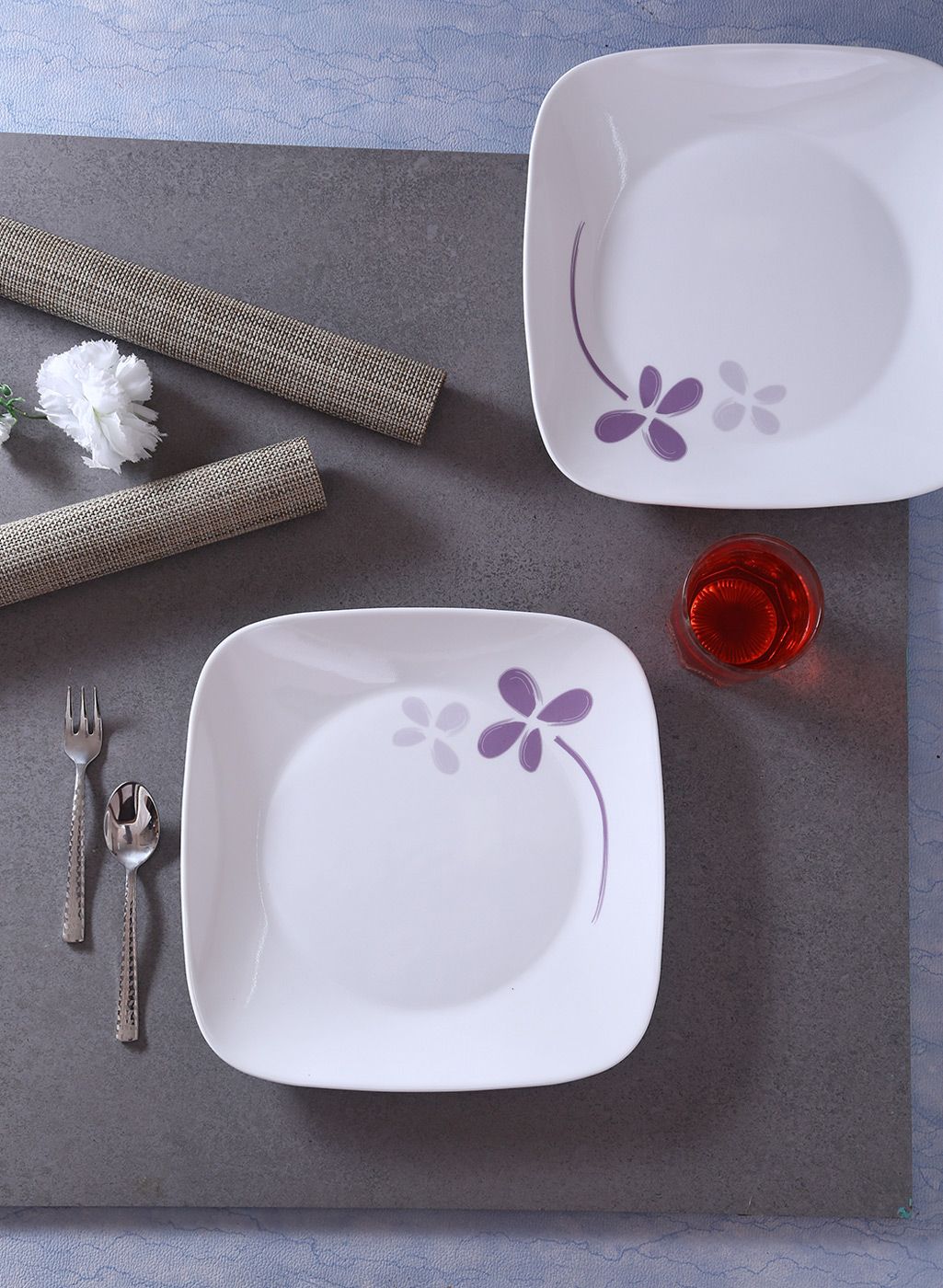 Corelle White Set of 6 Printed Glass Dinner Plates