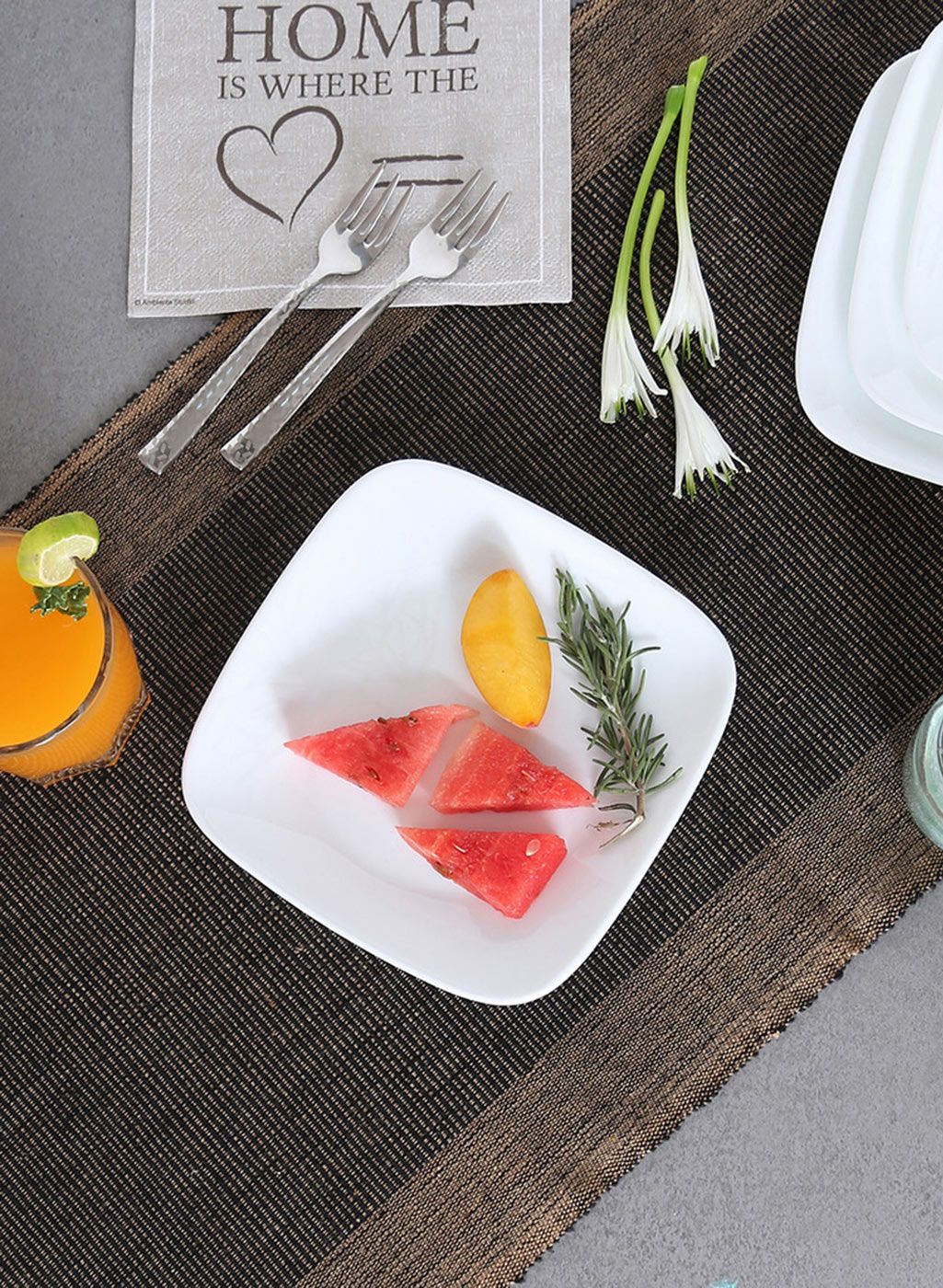 Corelle White Set of 6 Printed Glass Dinner Plates