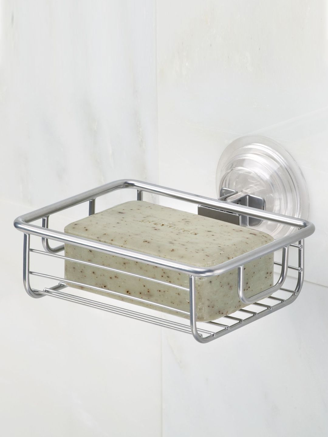 INTERDESIGN Silver-Toned Shower Suction Soap Dish