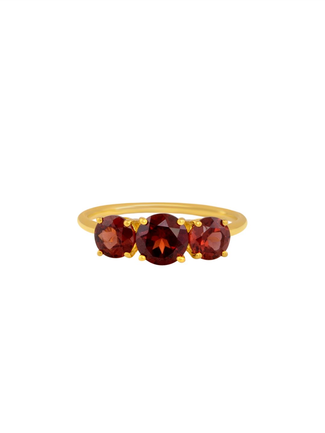 TALISMAN Gold-Plated With Maroon Garnet Trio Gemstone Handcrafted Ring Price in India