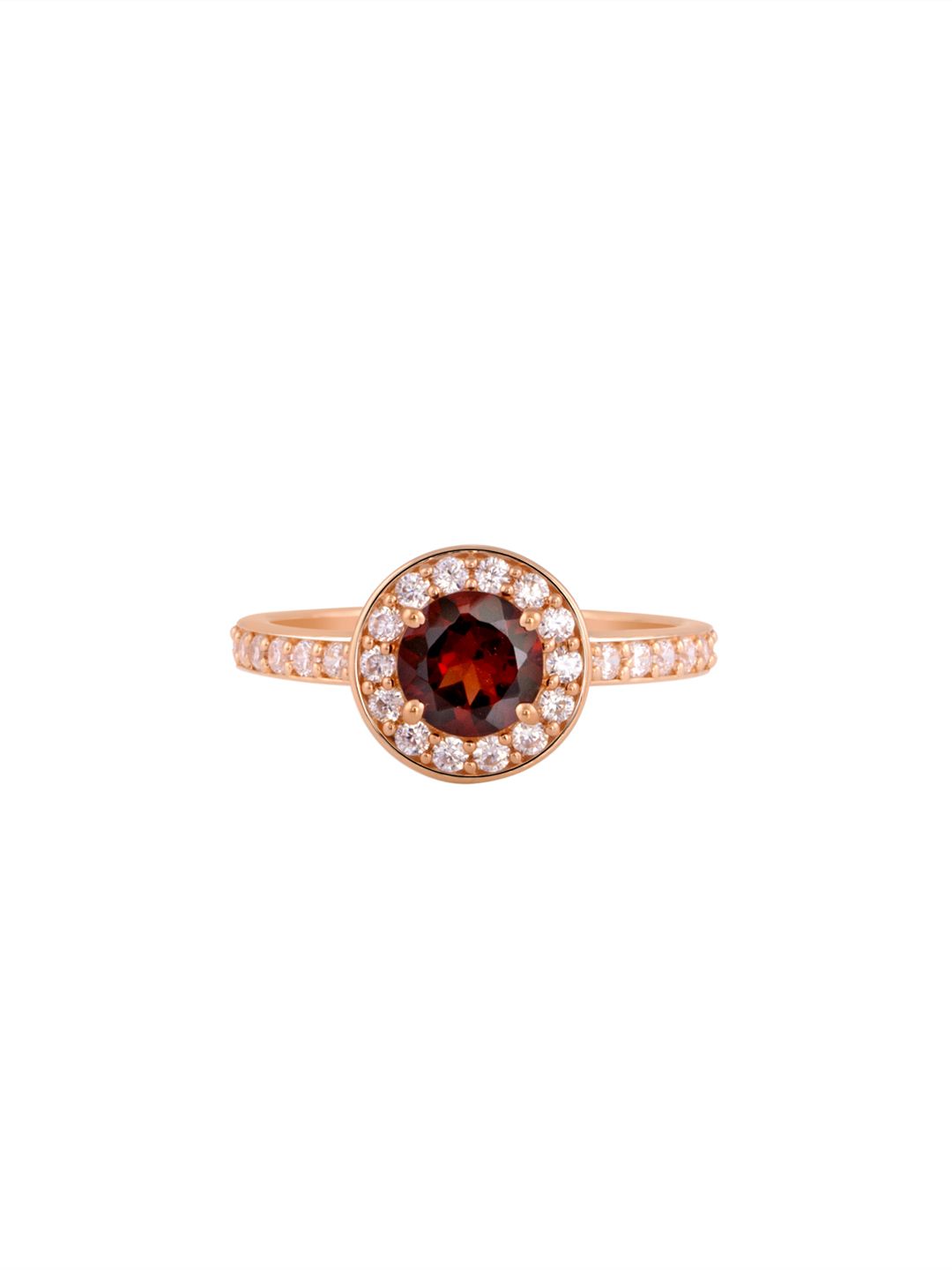 TALISMAN Rose Gold-Plated & Embedded Garnet Stones Handcrafted Ring Price in India