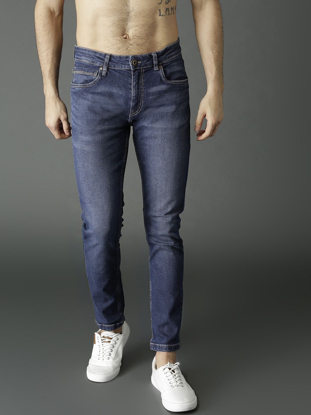 Buy Roadster Roadster Men Navy Blue Skinny Fit Mid Rise Clean Look