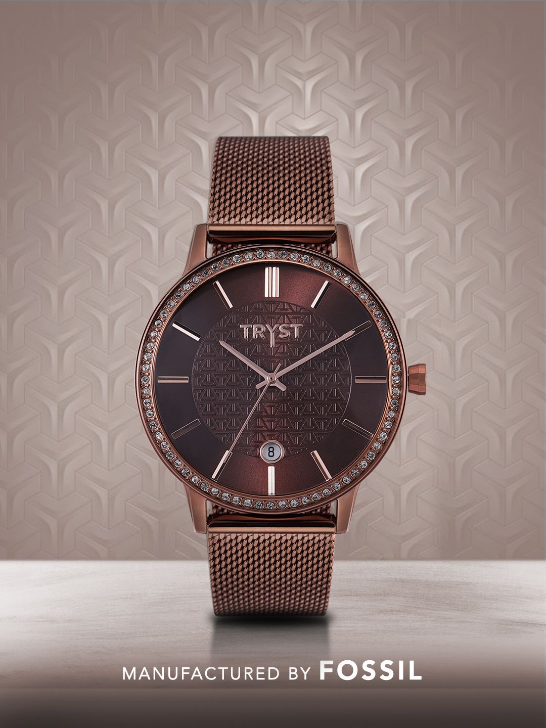 TRYST Manufactured Serviced by Fossil Women Copper Watch Price