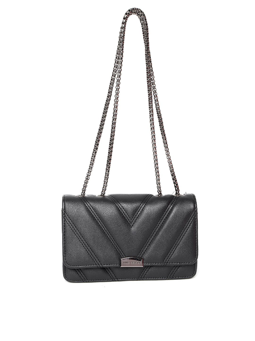 Lino Perros Black Solid Quilted Shoulder Bag Price in India
