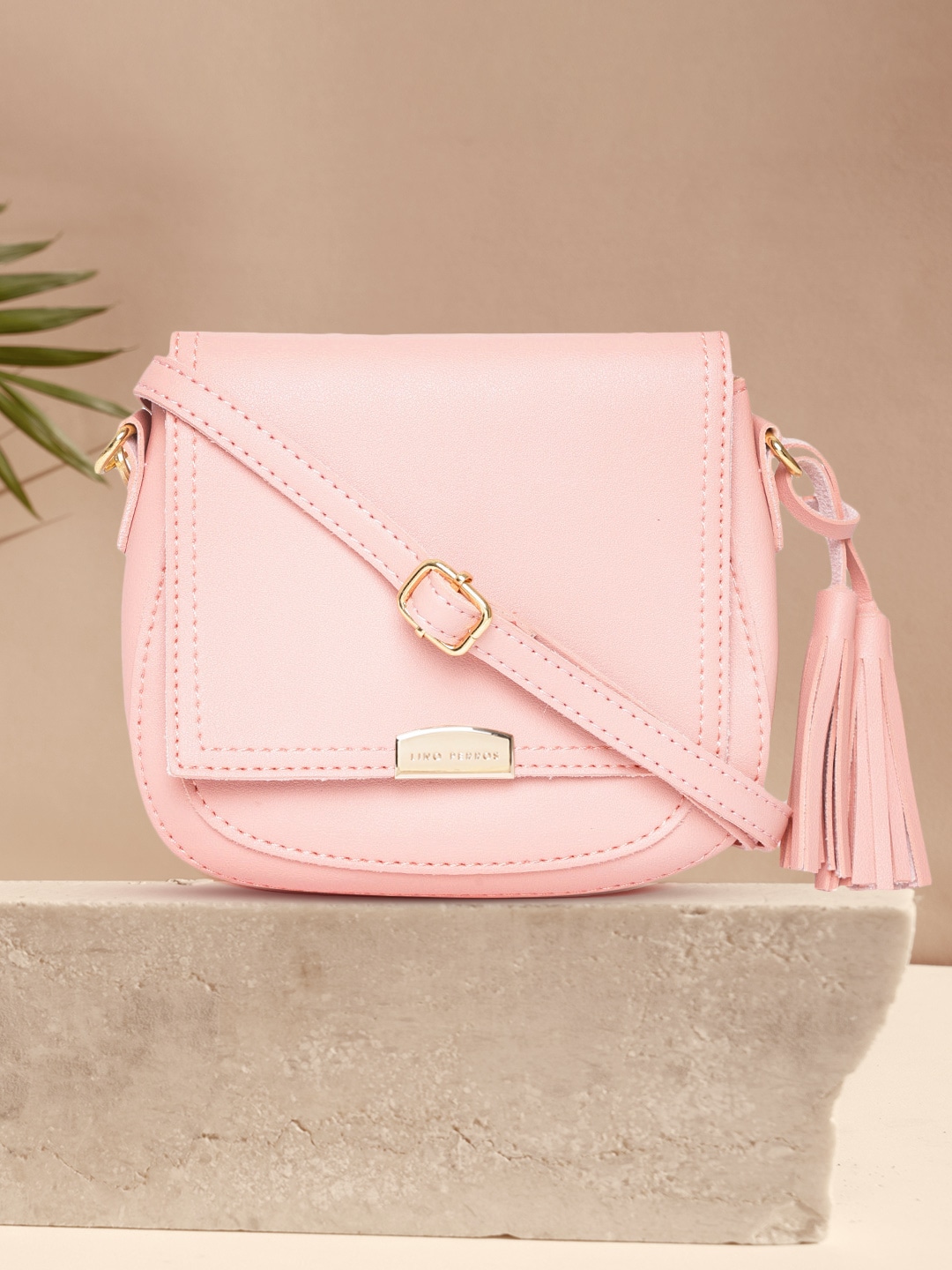 Lino Perros Pink Solid Sling Bag Price in India