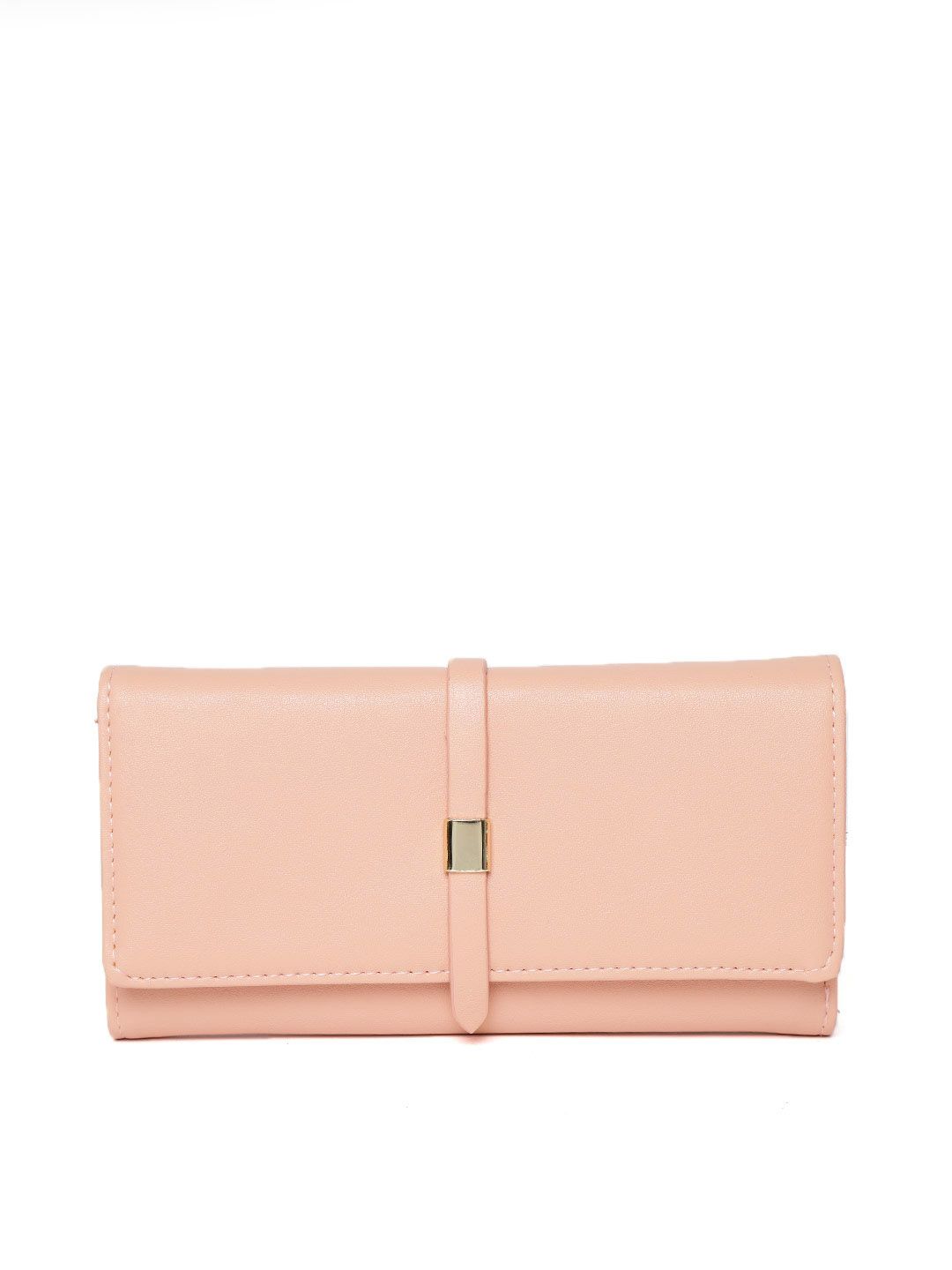 Lino Perros Women Peach-Coloured Solid Three Fold Wallet Price in India