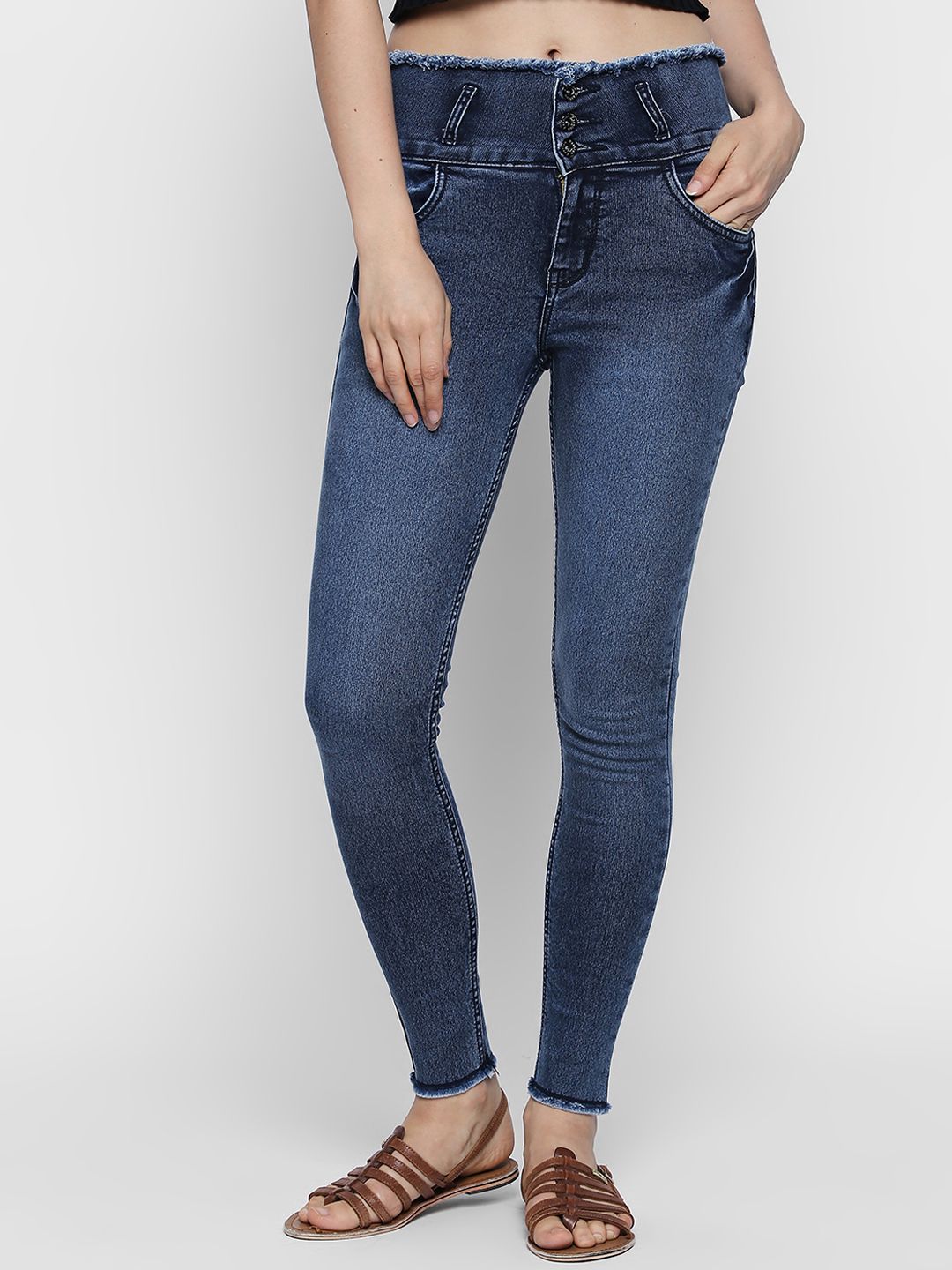 High Star Women Blue Slim Fit High-Rise Clean Look Stretchable Jeans Price in India