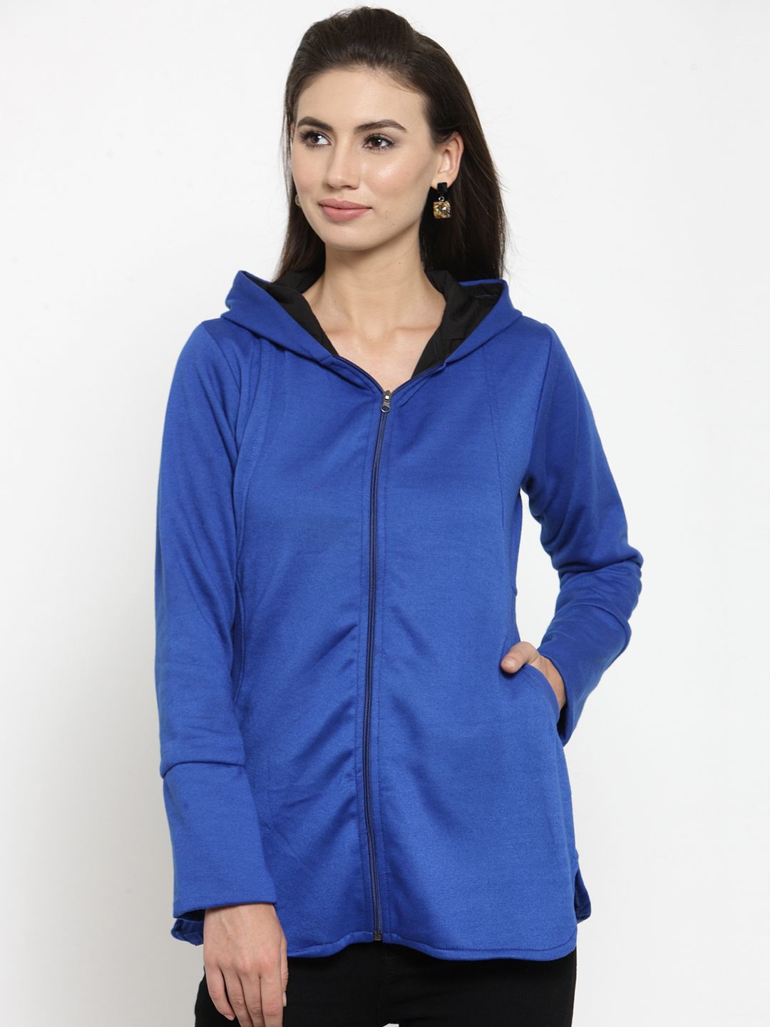 Belle Fille Women Blue Solid Open Front Jacket Price in India